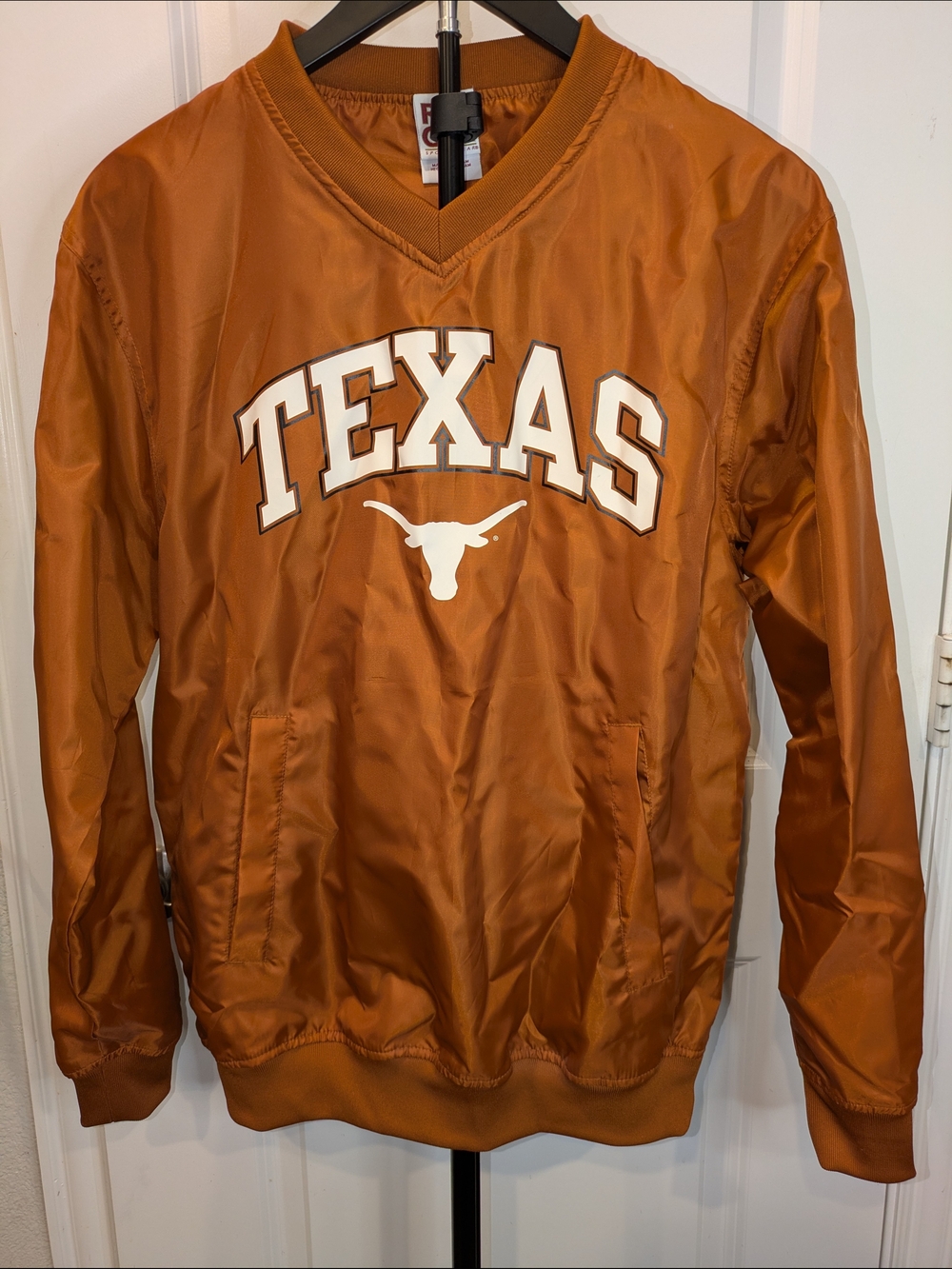 Texas Longhorns Pullover Windbreaker Jacket Small Burnt Orange V-Neck NCAA Pockt